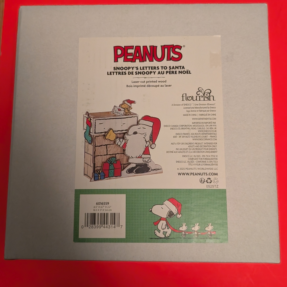 Peanuts Snoopy Letters to Santa Holiday Decoration